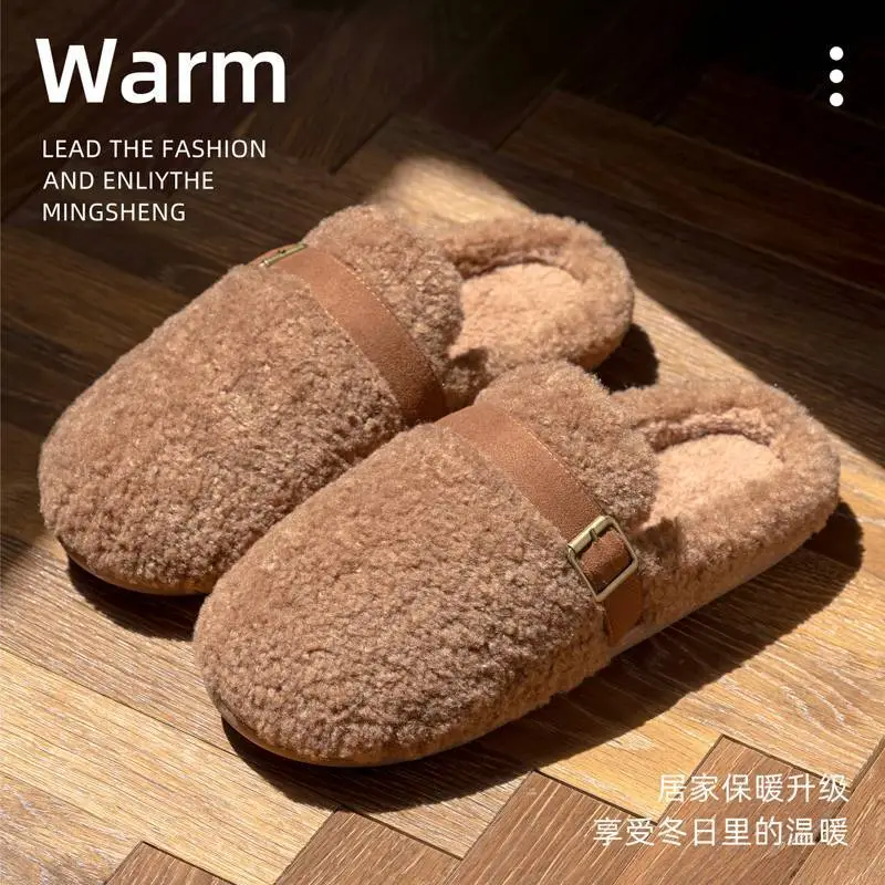 Mingsheng Plush Slippers for Women 2025 New Autumn and Winter Anti-Slip Home Warm Cotton Slippers for Men - Image 5