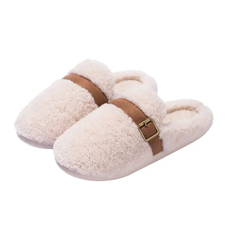 Mingsheng Plush Slippers for Women 2025 New Autumn and Winter Anti-Slip Home Warm Cotton Slippers for Men
