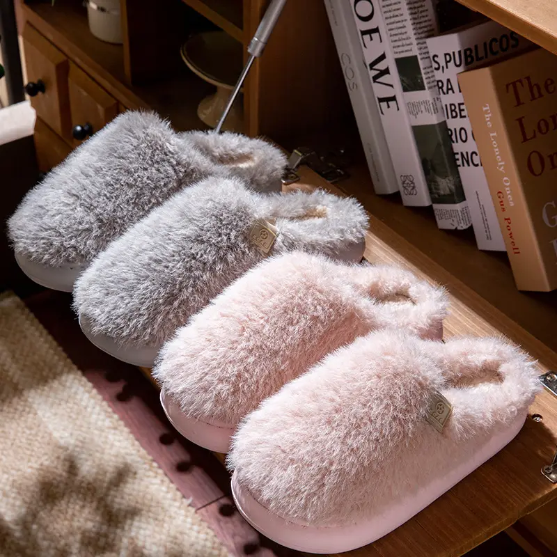 New Men's Cotton Slippers for Autumn and Winter Indoor Home Use Fleece-Lined to Keep Warm and Feel Like Stepping on Shit, Women's Non-Slip Couple Slippers for Men - Image 7