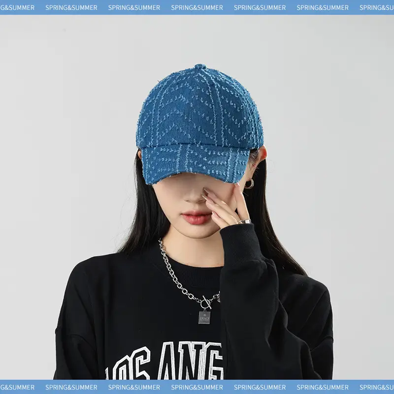 Japanese Retro Wash Denim Duckbill Cap Light Blue Unisex - Image 3