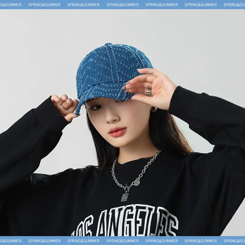 Japanese Retro Wash Denim Duckbill Cap Light Blue Unisex - Image 4
