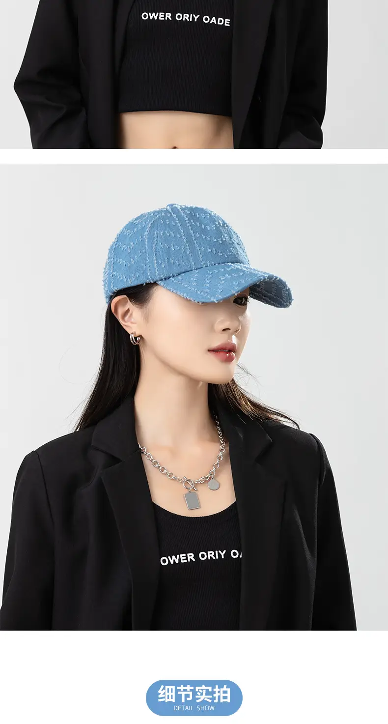 Japanese Retro Wash Denim Duckbill Cap Light Blue Unisex — feature 5