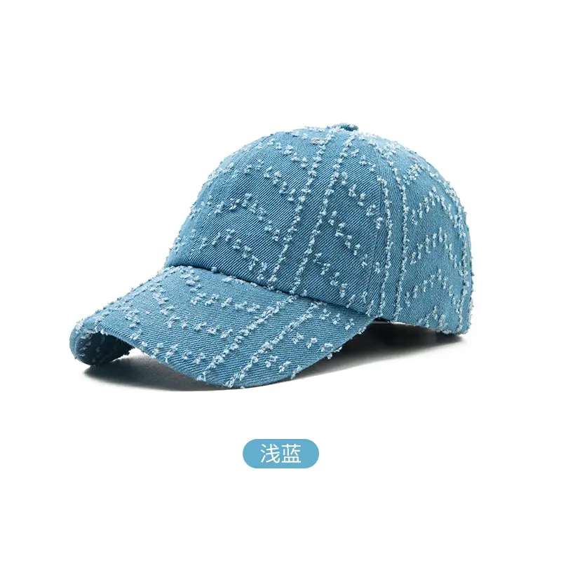 Japanese Retro Wash Denim Duckbill Cap Light Blue Unisex - Image 2