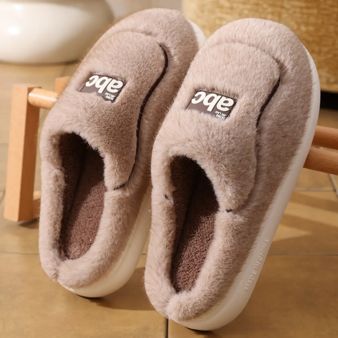 Women's Cotton Slippers 2025 New Autumn and Winter Home Maternity Shoes Thick-Soled Non-Slip Home Plush Warm Wool Slippers for Men - Image 3