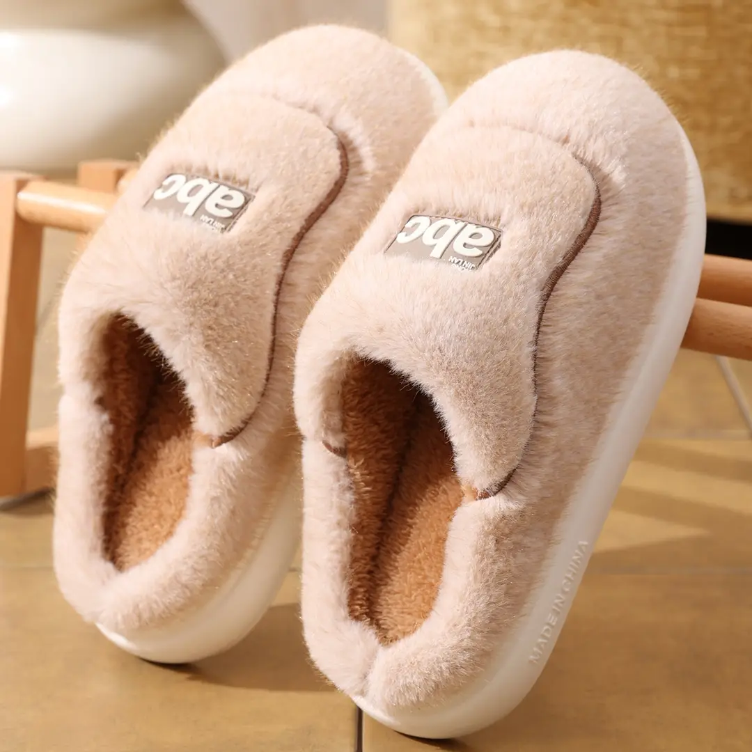 Women's Cotton Slippers 2025 New Autumn and Winter Home Maternity Shoes Thick-Soled Non-Slip Home Plush Warm Wool Slippers for Men - Image 4