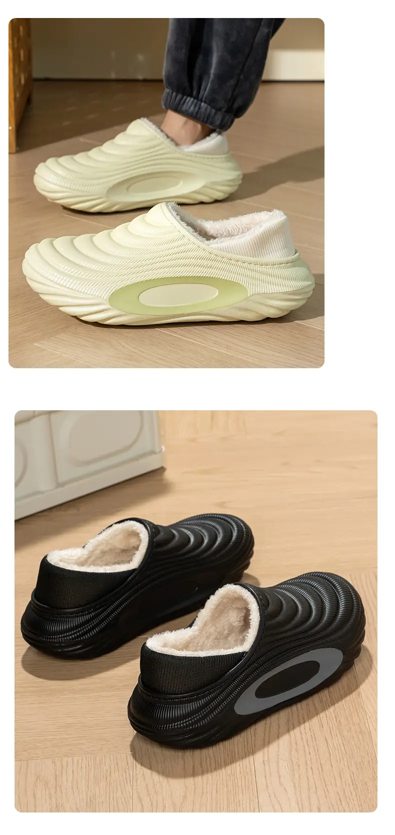 Men's 2025 Winter New All-Inclusive Fleece-Lined Warm Cotton Slippers with Poop Feeling, Thickeneded Soft-Soled Home Cotton Slippers for Women — feature 7