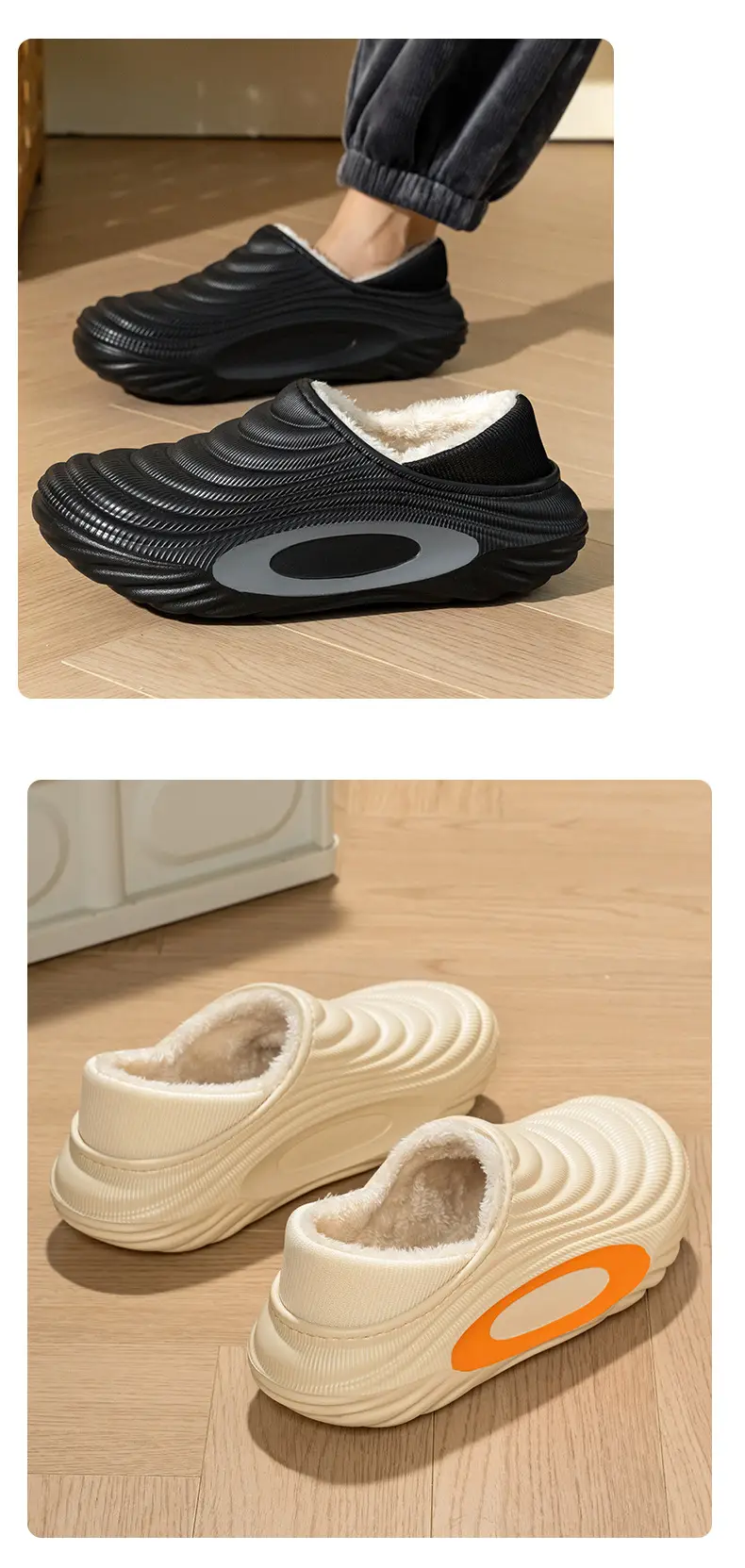 Men's 2025 Winter New All-Inclusive Fleece-Lined Warm Cotton Slippers with Poop Feeling, Thickeneded Soft-Soled Home Cotton Slippers for Women — feature 8