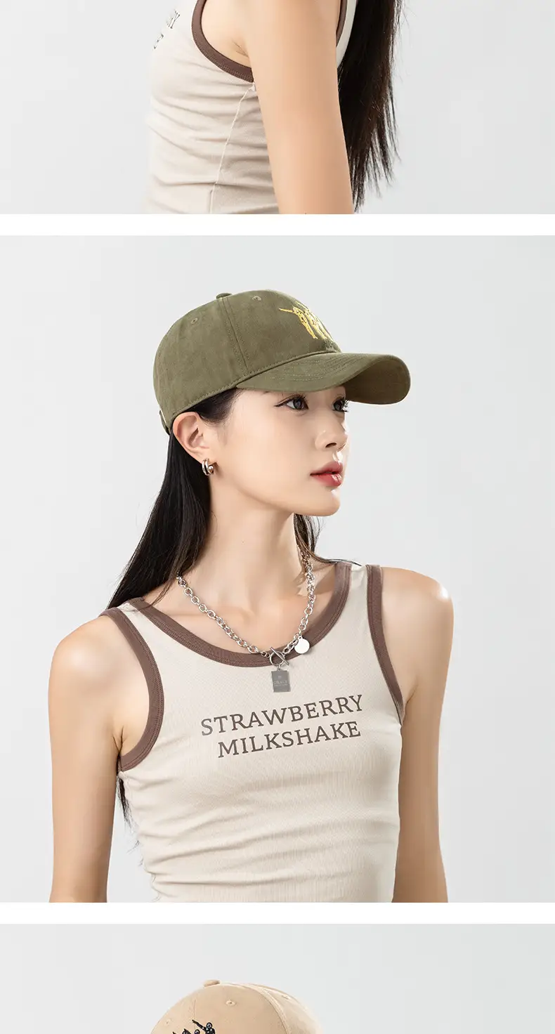 Korean Style Duckbill Cap Olive Green Unisex — feature 9