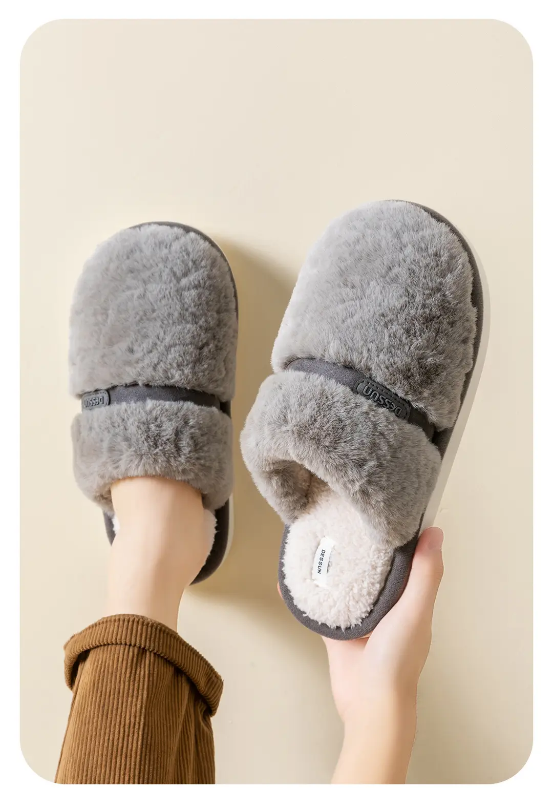 Bow Plush Cotton Slippers for Women Autumn and Winter 2025 New Warm Indoor Home Soft Sole Anti-Slip Confinement Slippers — feature 5