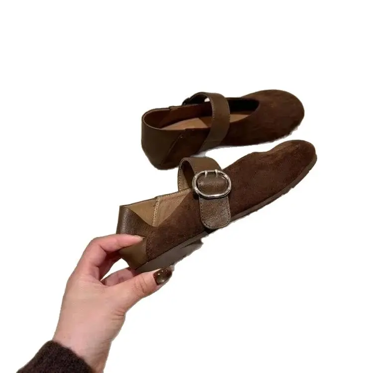 Mary Jane Brown Leather Two Wear Women Shoes