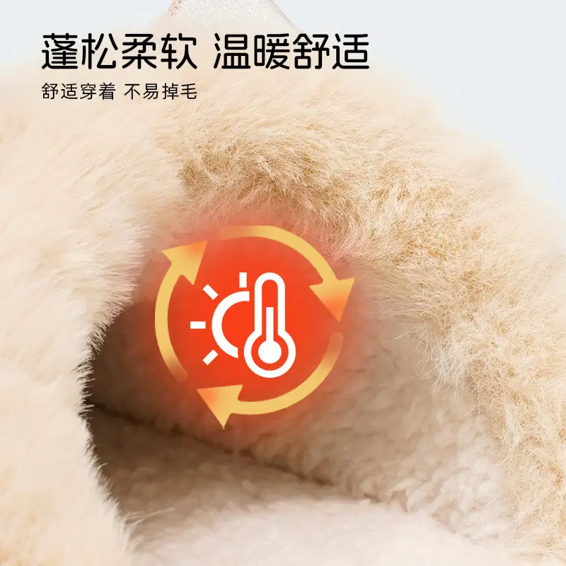 Women Grey Thick Cotton Slippers Winter Warm Indoor - Image 8