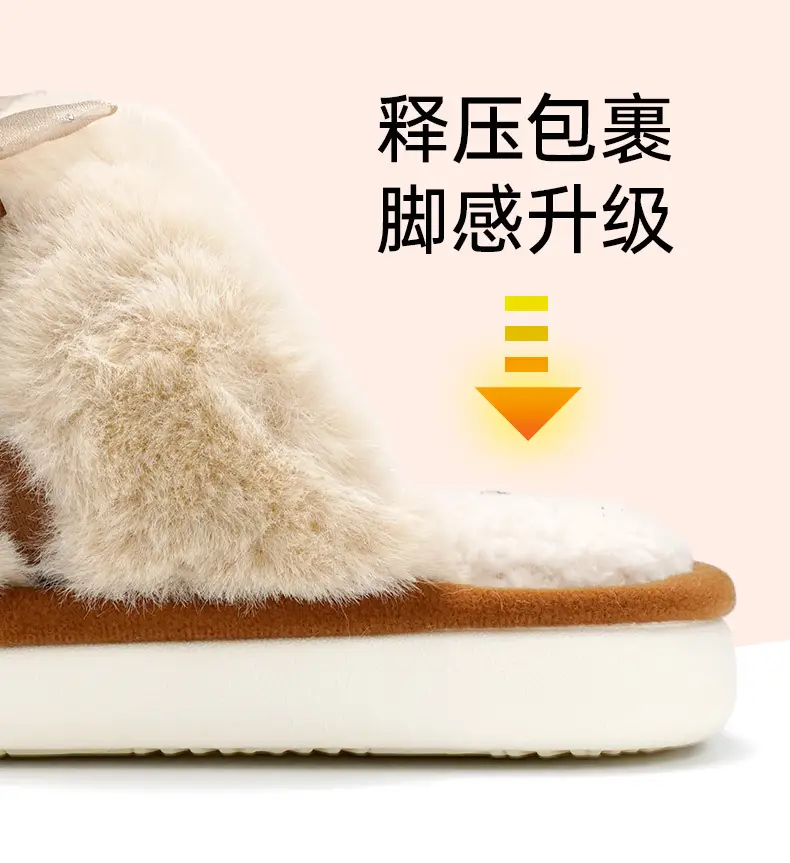 Women Grey Thick Cotton Slippers Winter Warm Indoor — feature 3