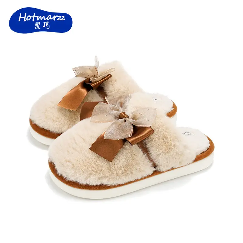 Women Grey Thick Cotton Slippers Winter Warm Indoor - Image 5