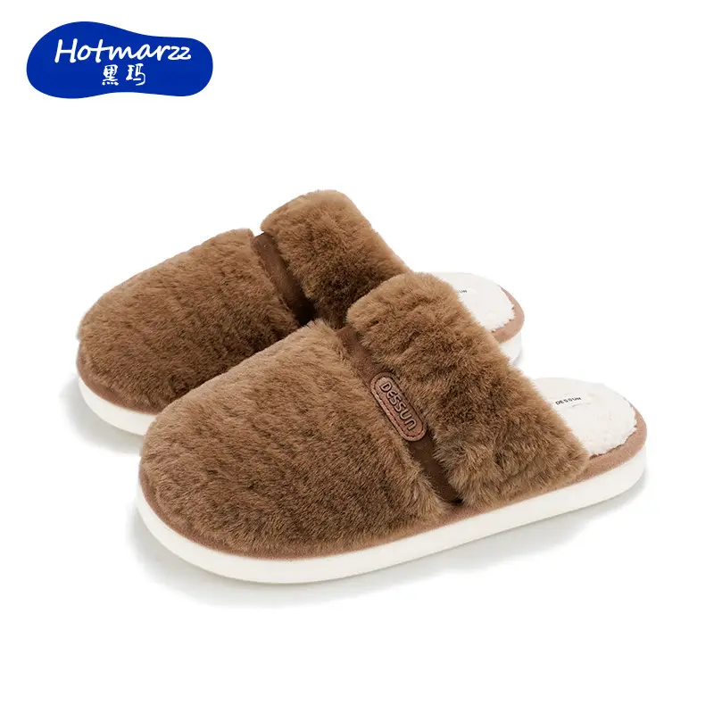 Women Grey Thick Cotton Slippers Winter Warm Indoor - Image 6