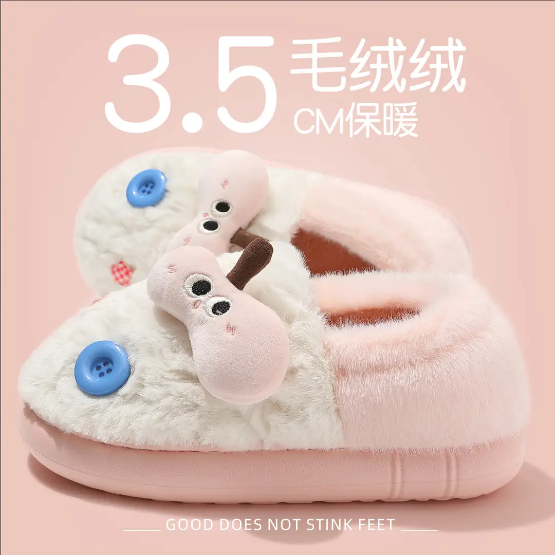 Cute Cotton Slippers with Heels for Women's Home Indoor Use Cartoon Warm Plush Non-Slip Wear-Resistant Soft Bottom Cotton Slippers for Women Wholesale - Image 6