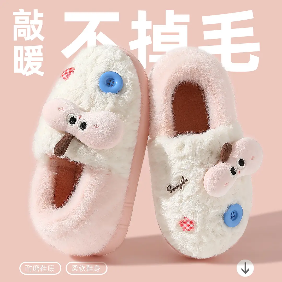 Cute Cotton Slippers with Heels for Women's Home Indoor Use Cartoon Warm Plush Non-Slip Wear-Resistant Soft Bottom Cotton Slippers for Women Wholesale - Image 7