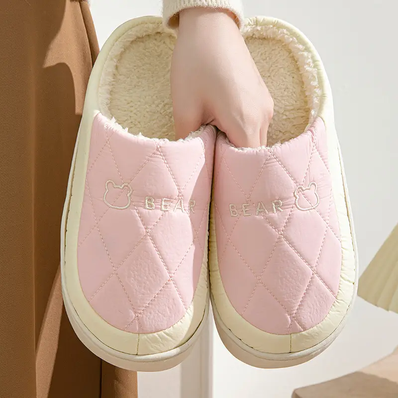 Cotton Slippers for Home Autumn and Winter Indoor Non-Slip Warm Thick-Soled Cotton Slippers for Women to Wear Outside Couples Plush Slippers for Men - Image 9