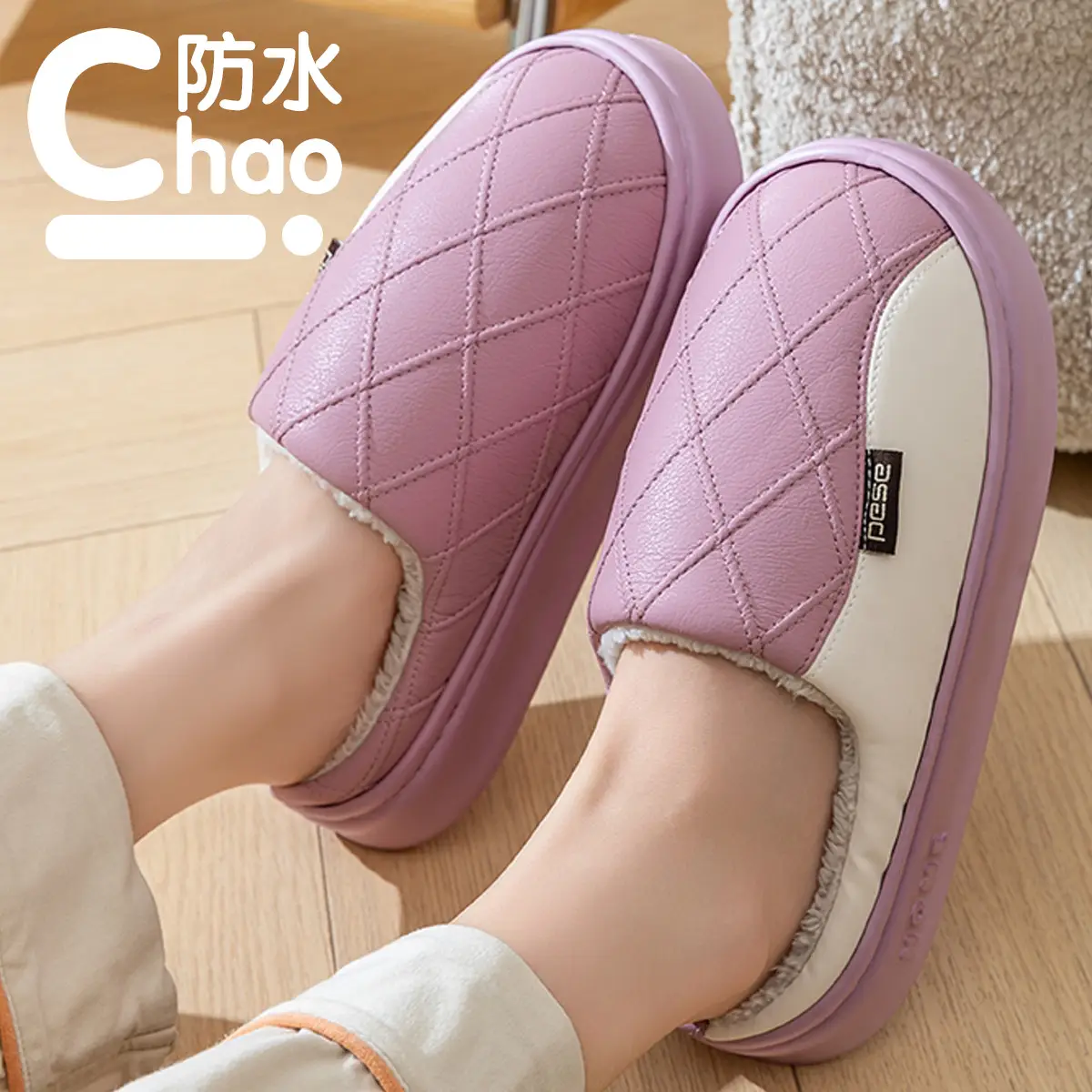 Women Wool Slipper Grey Warm Anti-Slip Winter - Image 8