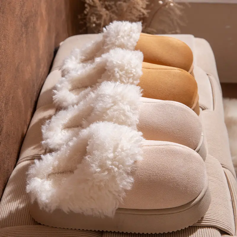 Thick-Soled Plush Toe-Toe Fur Slippers for Women's Outer Wear 2025 Autumn and Winter New Fur Integrated Snow Boots Fleece-Lined Cotton Slippers - Image 6