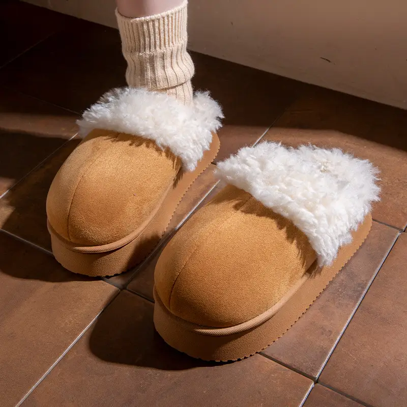 Thick-Soled Plush Toe-Toe Fur Slippers for Women's Outer Wear 2025 Autumn and Winter New Fur Integrated Snow Boots Fleece-Lined Cotton Slippers - Image 7