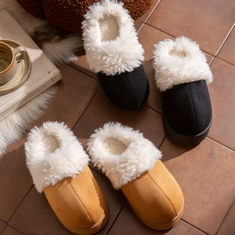 Thick-Soled Plush Toe-Toe Fur Slippers for Women's Outer Wear 2025 Autumn and Winter New Fur Integrated Snow Boots Fleece-Lined Cotton Slippers - Image 8