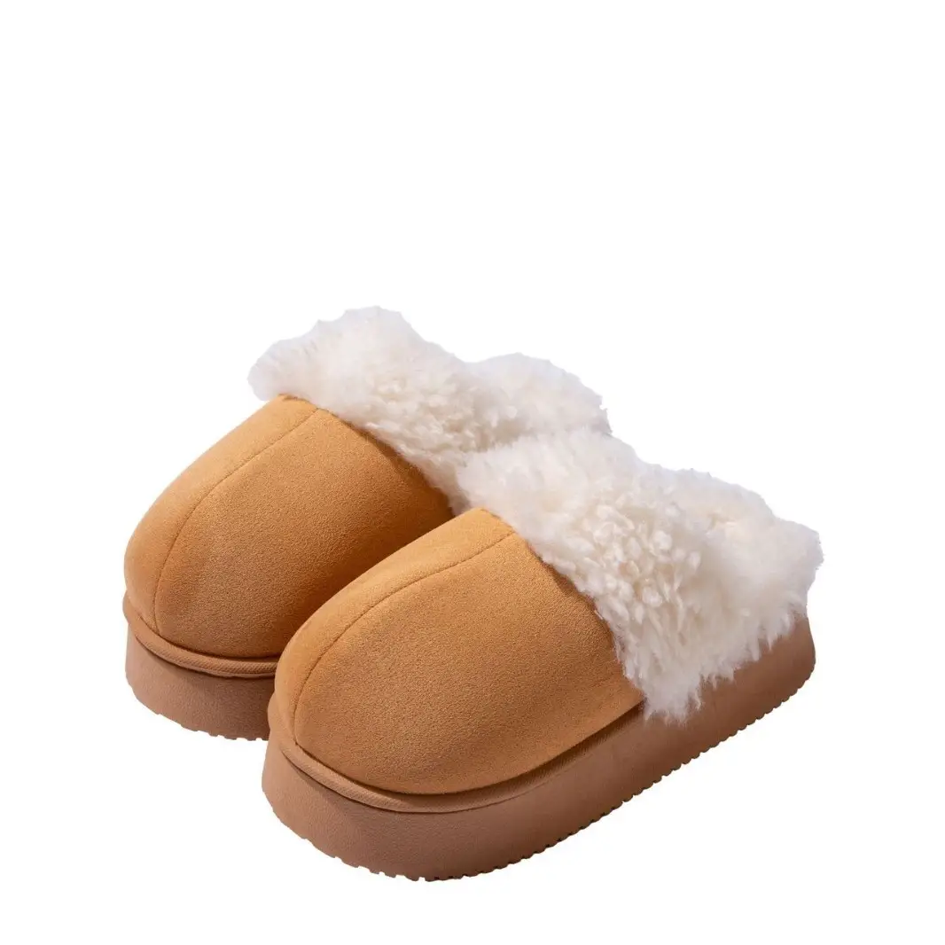 Thick-Soled Plush Toe-Toe Fur Slippers for Women's Outer Wear 2025 Autumn and Winter New Fur Integrated Snow Boots Fleece-Lined Cotton Slippers - Image 9