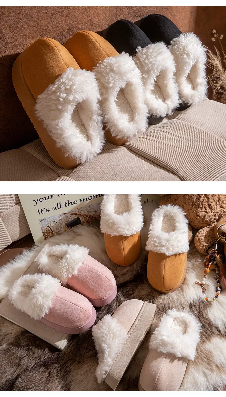 Thick-Soled Plush Toe-Toe Fur Slippers for Women's Outer Wear 2025 Autumn and Winter New Fur Integrated Snow Boots Fleece-Lined Cotton Slippers — feature 8