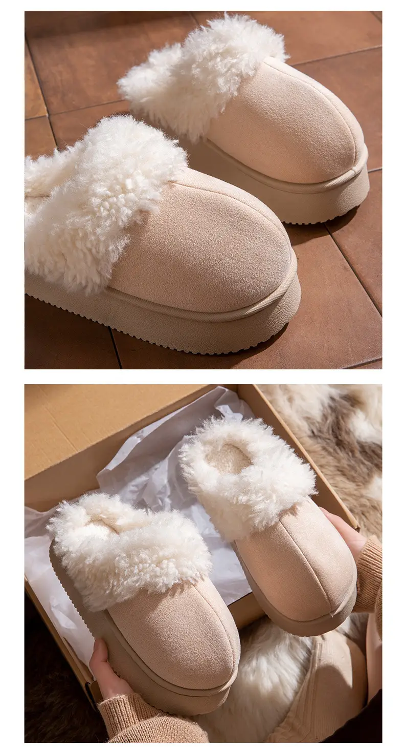 Thick-Soled Plush Toe-Toe Fur Slippers for Women's Outer Wear 2025 Autumn and Winter New Fur Integrated Snow Boots Fleece-Lined Cotton Slippers — feature 9