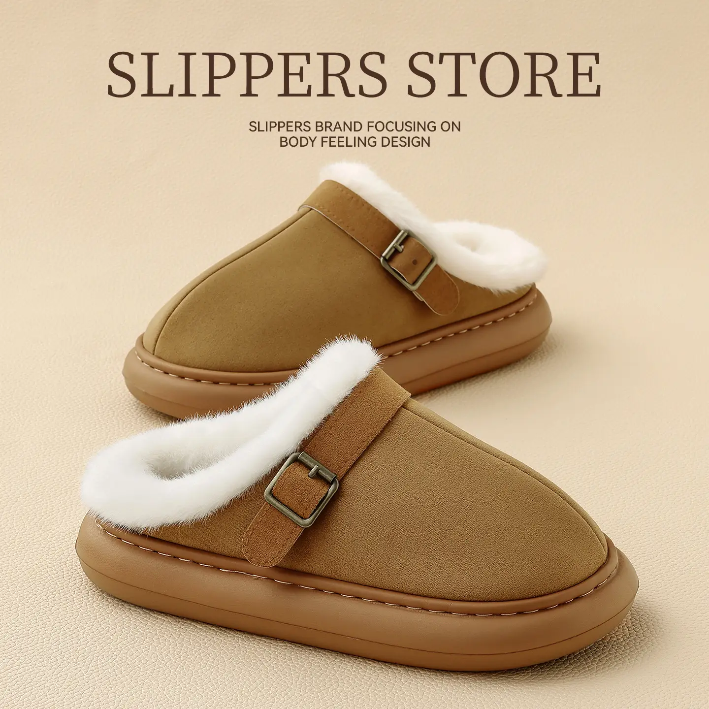 Women Winter Brown Birkenstock Slippers with Thick Non-Slip Sole - Image 4