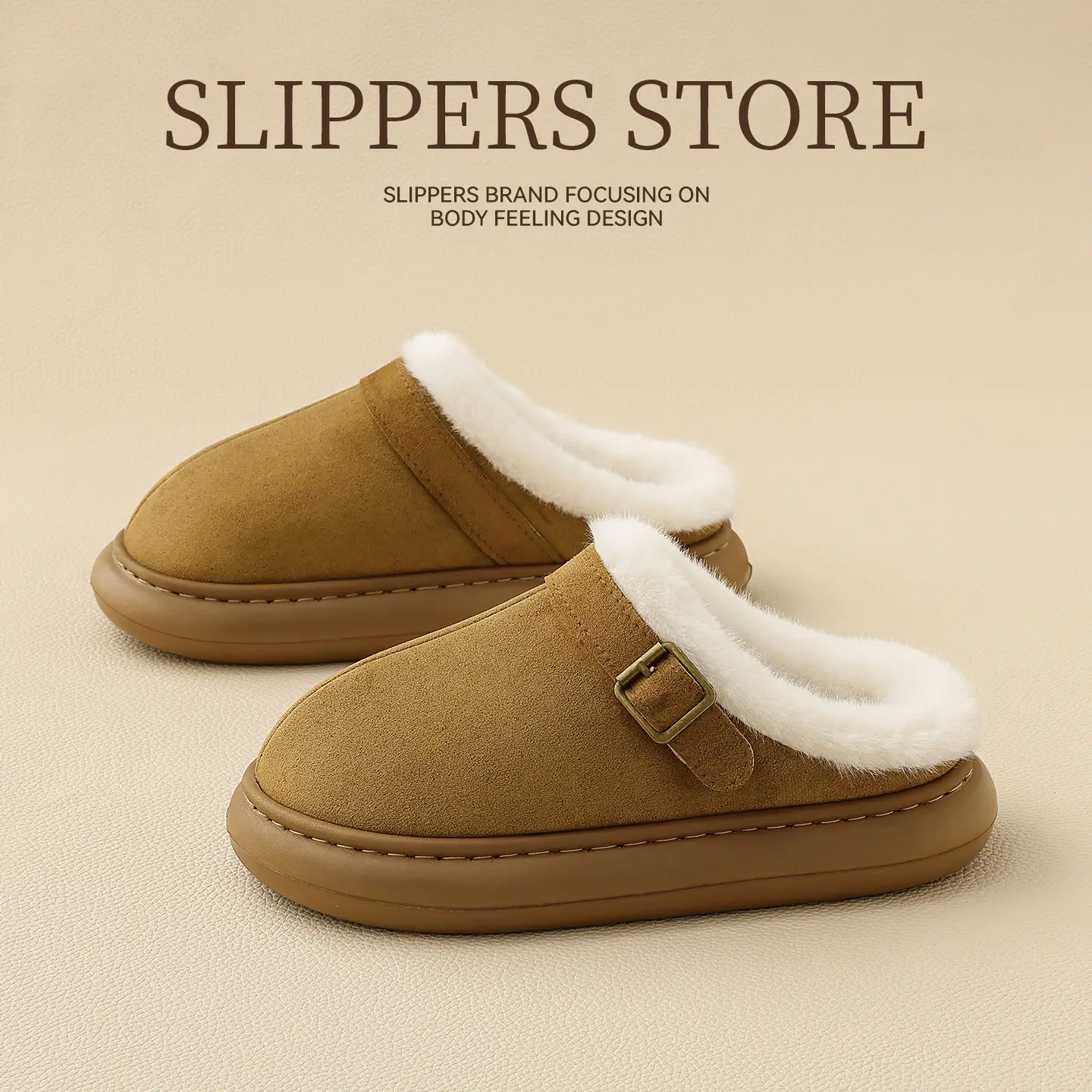 Women Winter Brown Birkenstock Slippers with Thick Non-Slip Sole - Image 5