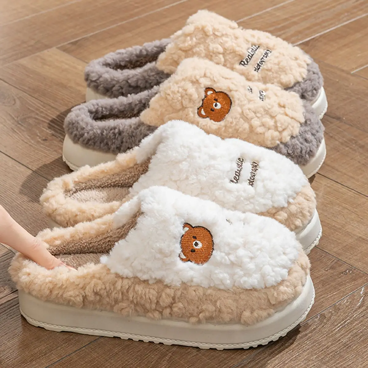 Women Cotton Fluffy Slippers Autumn Winter 2025 - Image 9