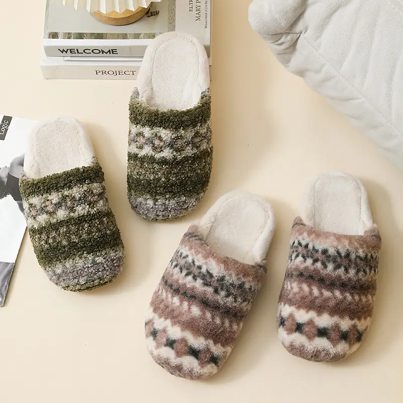 Warm Korean-Style Cotton Slippers for Men Women