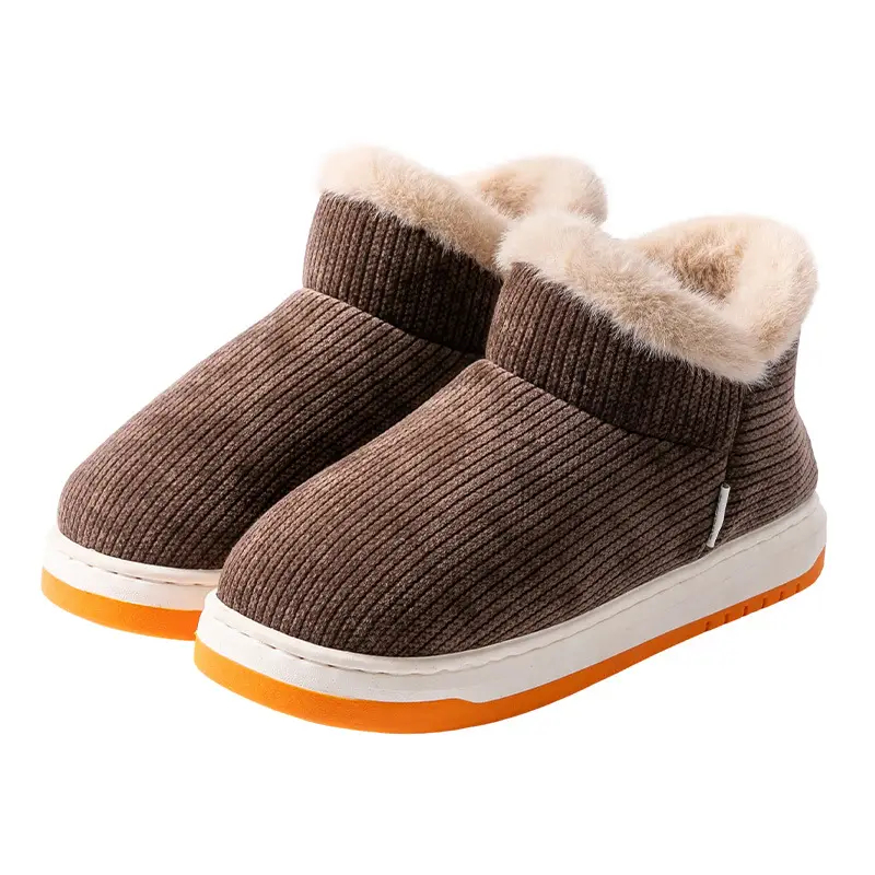 Men's Elderly Cotton Slippers Brown Warm Indoor Winter - Image 11