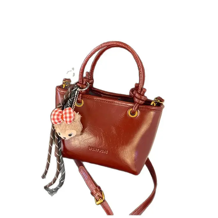 2025 Black Leather Bucket Bag for Women - Image 8