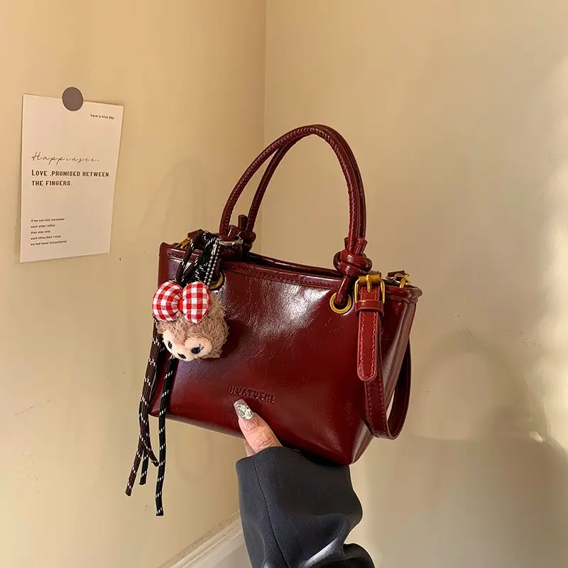 2025 Black Leather Bucket Bag for Women - Image 2