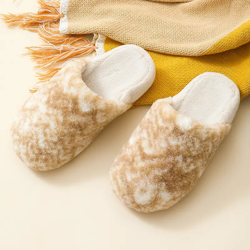 Cotton Slippers for Women in Autumn and Winter Retro Plaid Home Indoor Fleece-Lined Warm Soft Sole Non-Slip Couple Cotton Shoes Men's Wool Slippers - Image 4