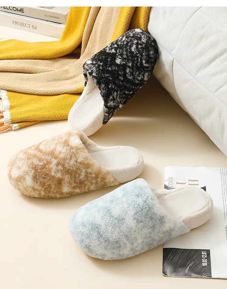 Cotton Slippers for Women in Autumn and Winter Retro Plaid Home Indoor Fleece-Lined Warm Soft Sole Non-Slip Couple Cotton Shoes Men's Wool Slippers — feature 21