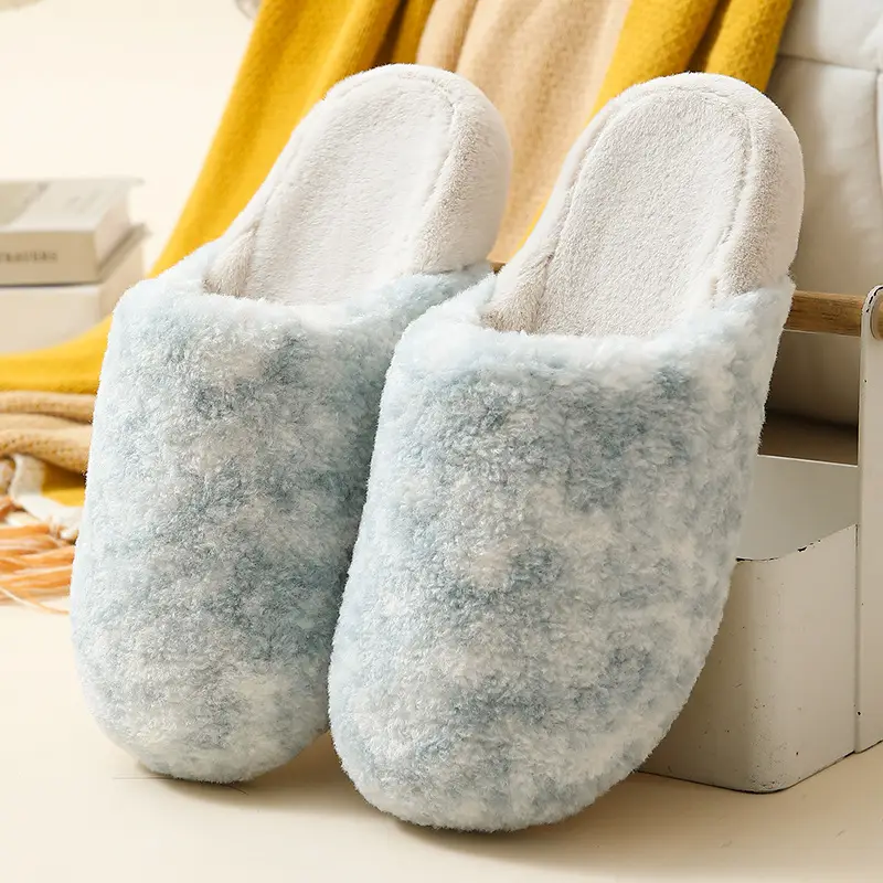 Cotton Slippers for Women in Autumn and Winter Retro Plaid Home Indoor Fleece-Lined Warm Soft Sole Non-Slip Couple Cotton Shoes Men's Wool Slippers - Image 2