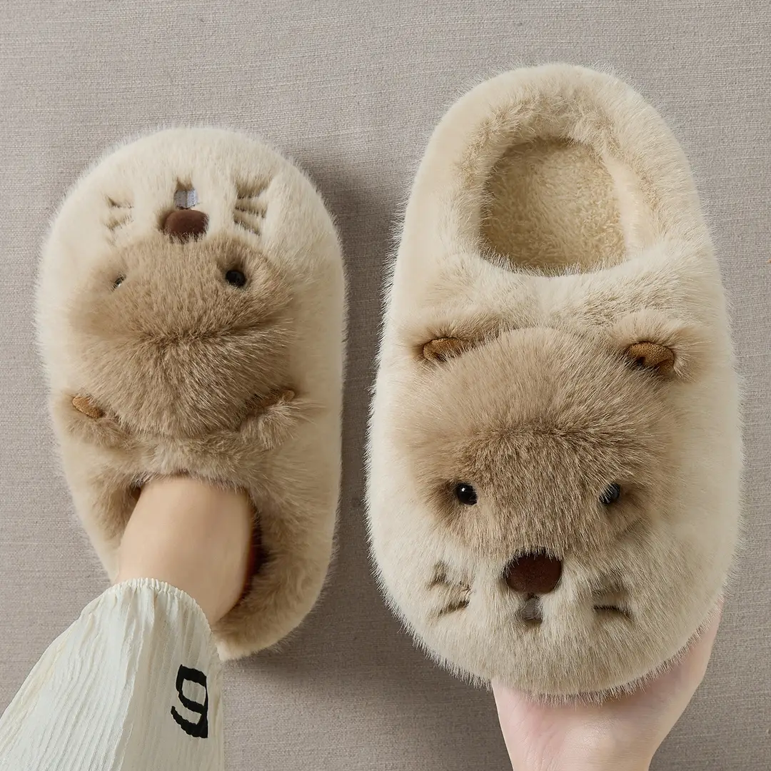 Cute Warm Cotton Slippers for Women Cartoon Winter Home Indoor Soft Sole Wear-Resistant Baotou Woolen Cotton Slippers for Women Wholesale - Image 4