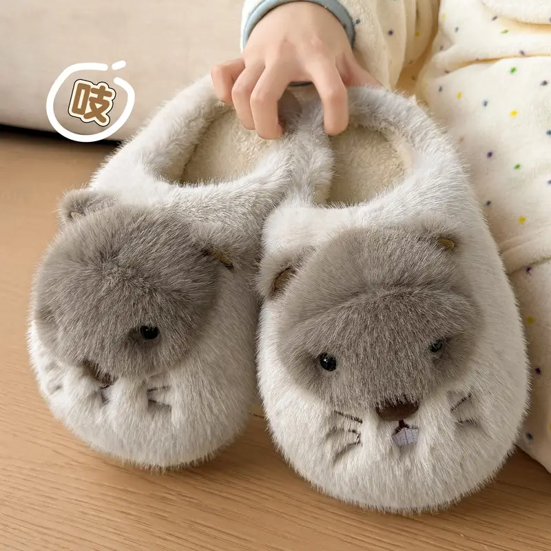 Cute Warm Cotton Slippers for Women Cartoon Winter Home Indoor Soft Sole Wear-Resistant Baotou Woolen Cotton Slippers for Women Wholesale - Image 6