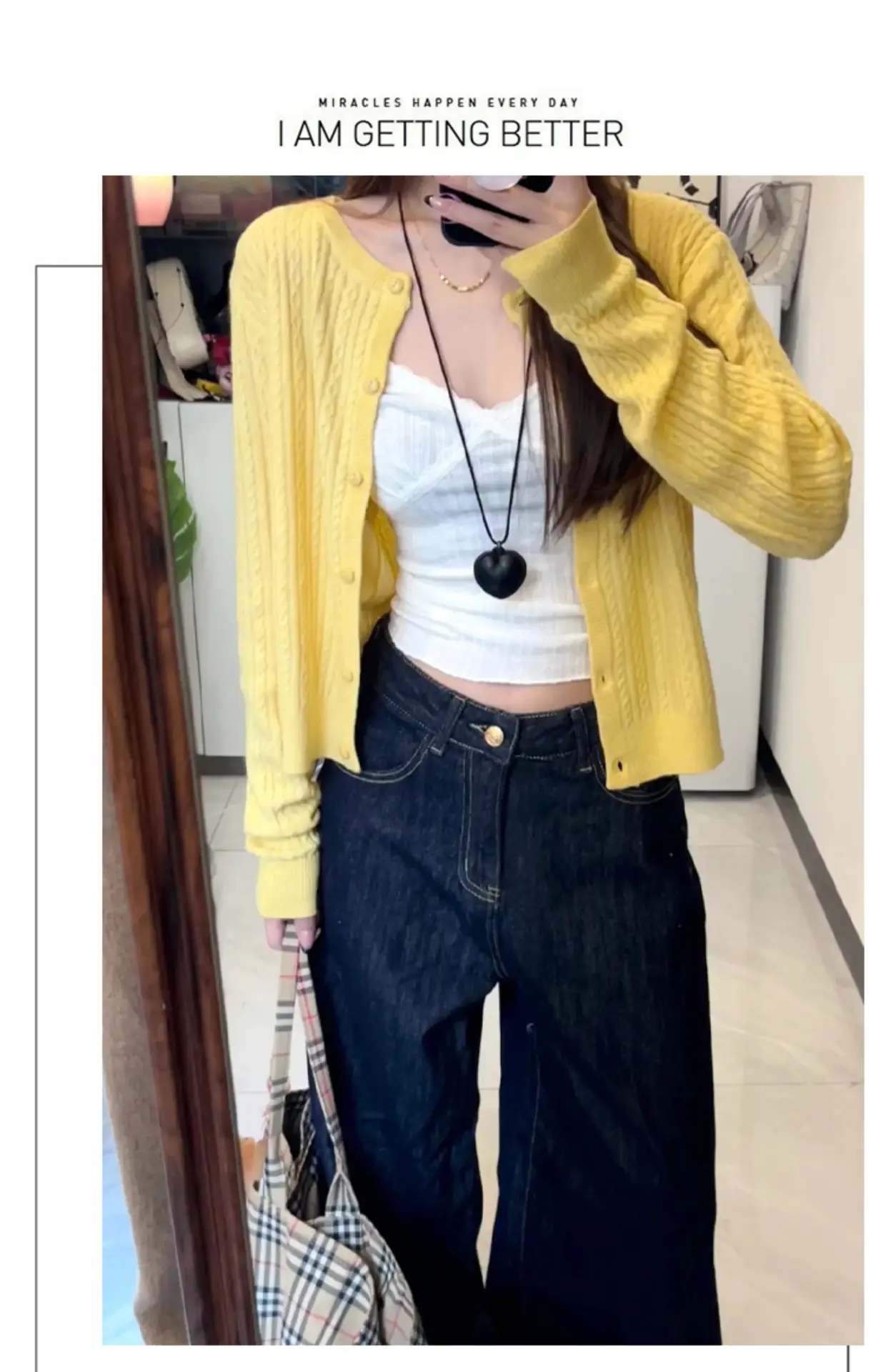 Dark Blue Wide Leg Pants with Yellow Cardigan 2025 — feature 4