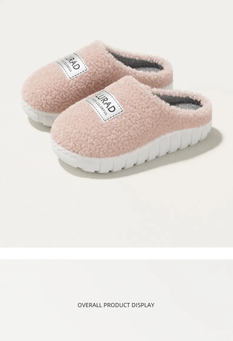 Cotton Slippers for Home Fashion and Warmth New Indoor Comfortable Plush Cotton Slippers Winter Home Winter Furry Cotton Shoes — feature 12