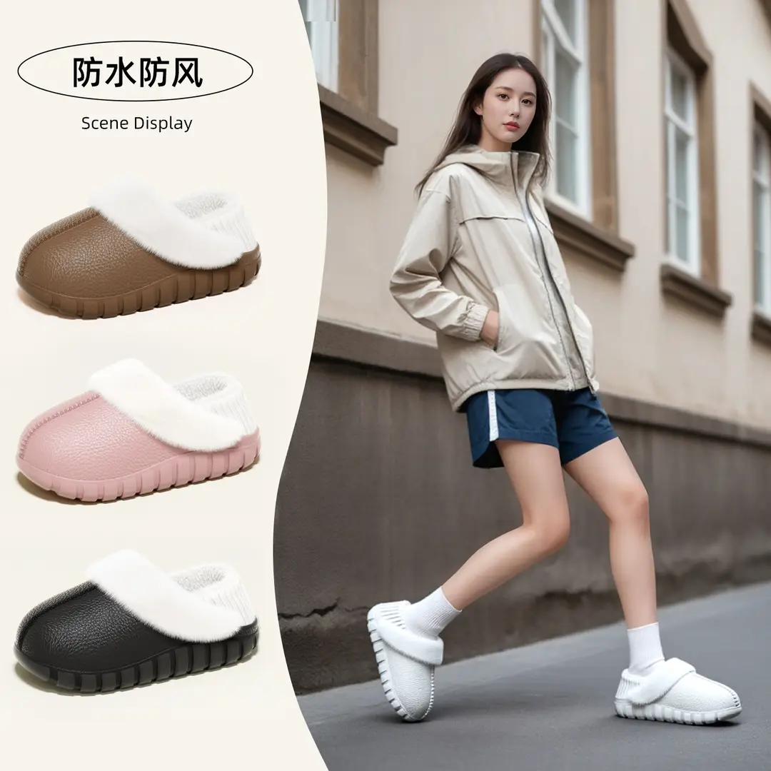 Stepping on Poop Feeling Cotton Slippers with Heel for Men, Autumn and Winter 2025 New Indoor Home Couple Thick-Soled Plush Cotton Shoes for Women Winter - Image 8