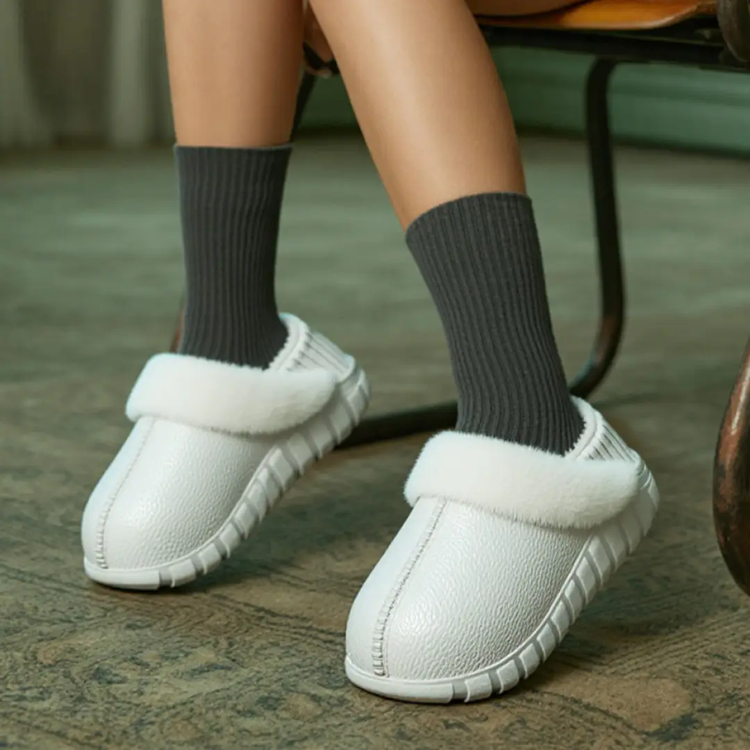 Stepping on Poop Feeling Cotton Slippers with Heel for Men, Autumn and Winter 2025 New Indoor Home Couple Thick-Soled Plush Cotton Shoes for Women Winter - Image 9