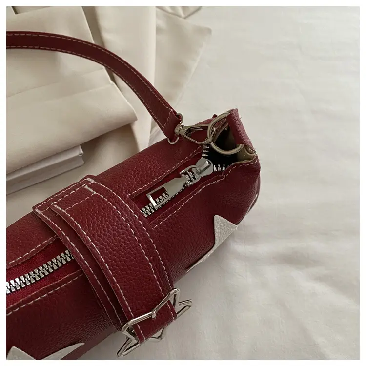 Women Star Print Shoulder Bag Beige Leather — feature 12