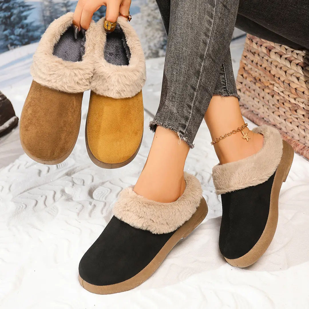 Women's Shoes, Velvet Birkenstock Shoes, Women's Slip-On Lamb Fur Shoes, Winter New Anti-Slip Warm Snow Boots, Beanie Cotton — feature 1
