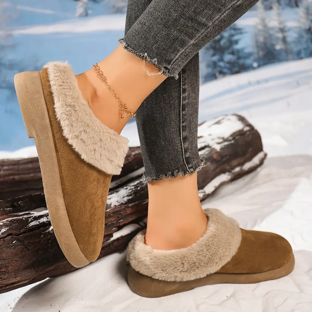 Women's Shoes, Velvet Birkenstock Shoes, Women's Slip-On Lamb Fur Shoes, Winter New Anti-Slip Warm Snow Boots, Beanie Cotton — feature 10