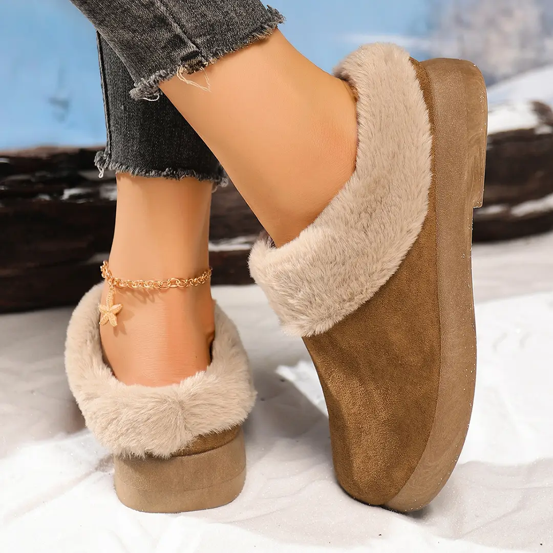 Women's Shoes, Velvet Birkenstock Shoes, Women's Slip-On Lamb Fur Shoes, Winter New Anti-Slip Warm Snow Boots, Beanie Cotton — feature 11