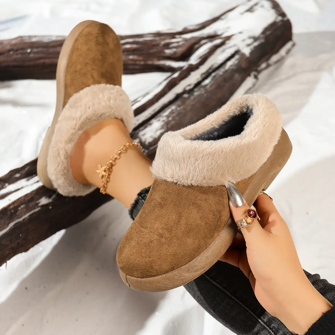 Women's Shoes, Velvet Birkenstock Shoes, Women's Slip-On Lamb Fur Shoes, Winter New Anti-Slip Warm Snow Boots, Beanie Cotton — feature 14
