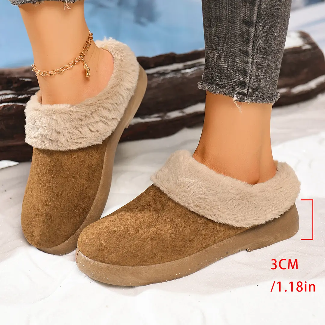 Women's Shoes, Velvet Birkenstock Shoes, Women's Slip-On Lamb Fur Shoes, Winter New Anti-Slip Warm Snow Boots, Beanie Cotton — feature 18